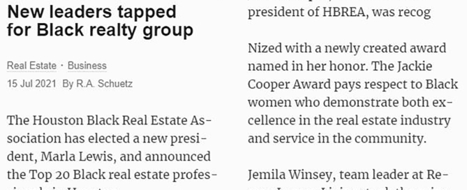 New Leaders Tapped for Black Realty Group - HBREA 2021